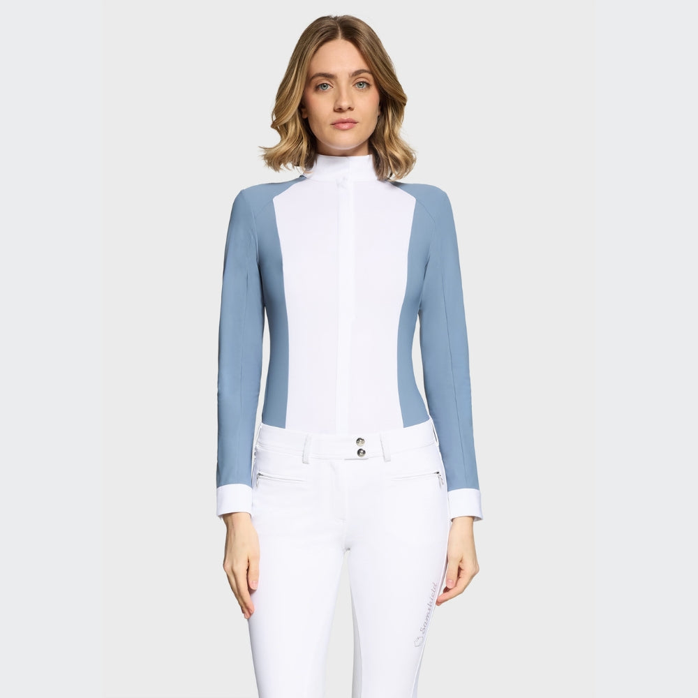 Ladies Lucia Metal Dots Show Shirt | Long Sleeves | Dusty Blue