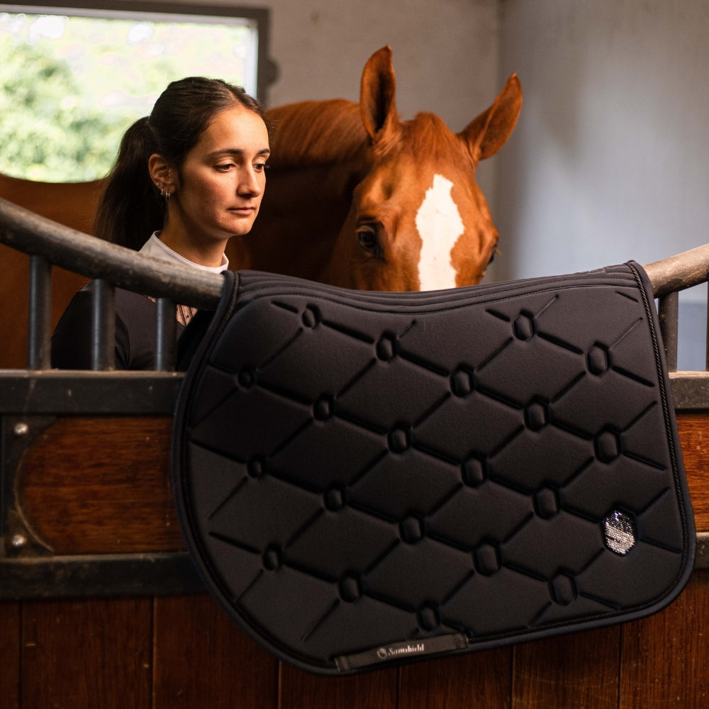 PRE-ORDER | SpineShield Swarovski Jumping Saddle Pad | Black