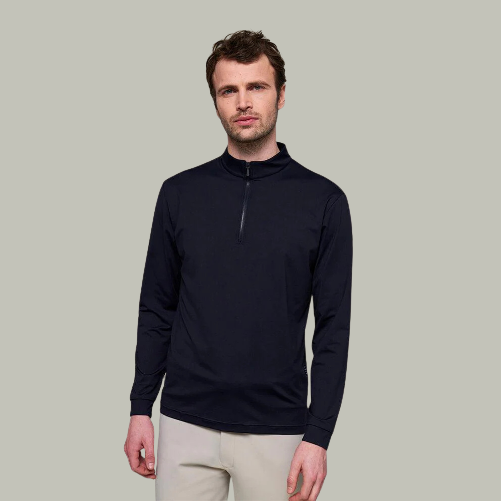 Mens Albe Long Sleeve Technical Polo | Black