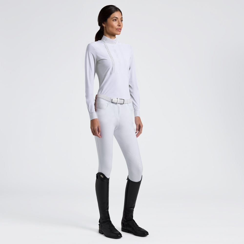 Ladies CT Heat Sealed Bib Show Shirt | Long Sleeve | White