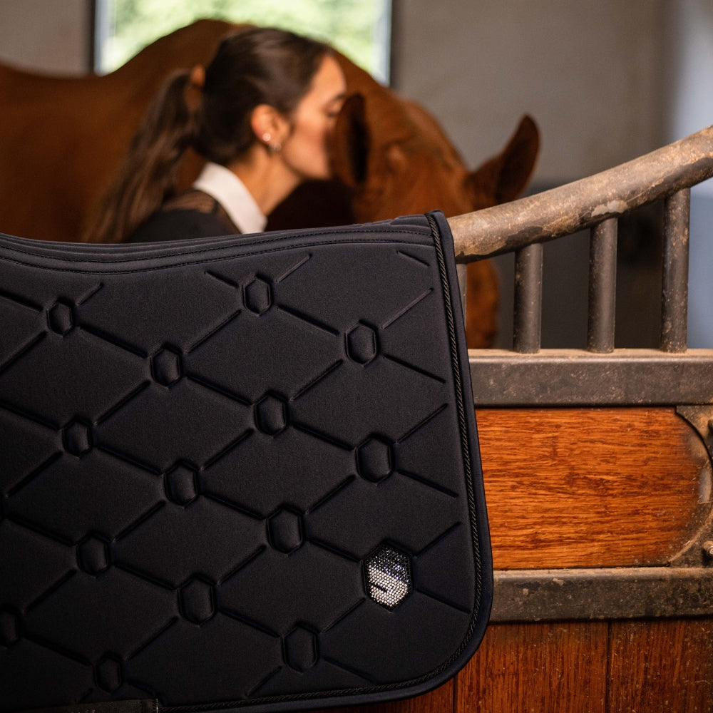 PRE-ORDER | SpineShield Swarovski Jumping Saddle Pad | Black