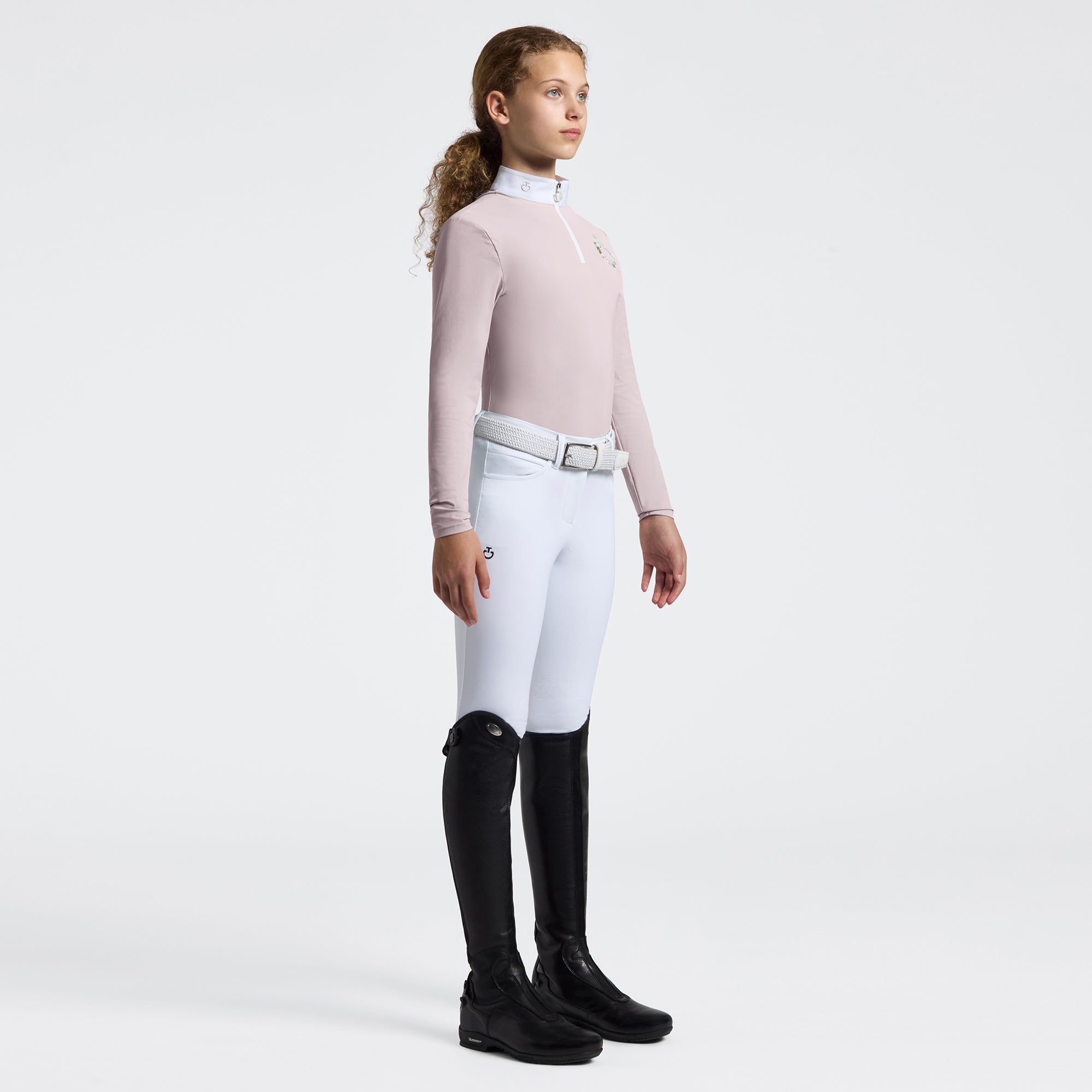 Girls CT Jersey Floral Embroidery Show Shirt | Long Sleeves | Violet Ice