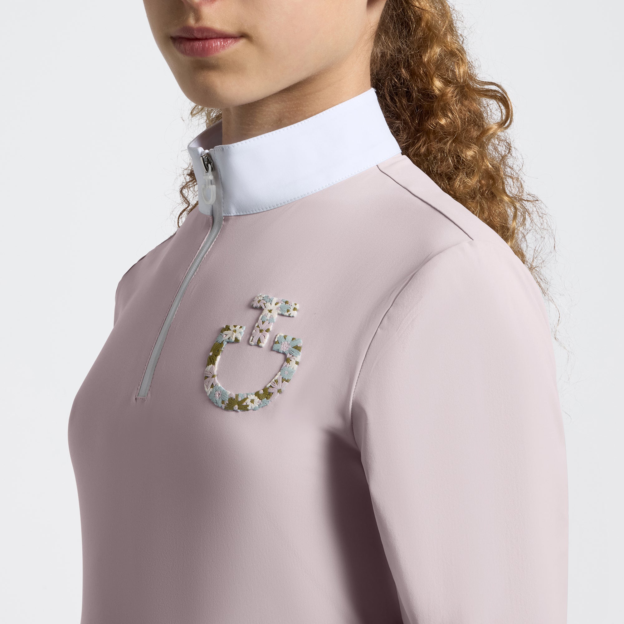 Girls CT Jersey Floral Embroidery Show Shirt | Long Sleeves | Violet Ice