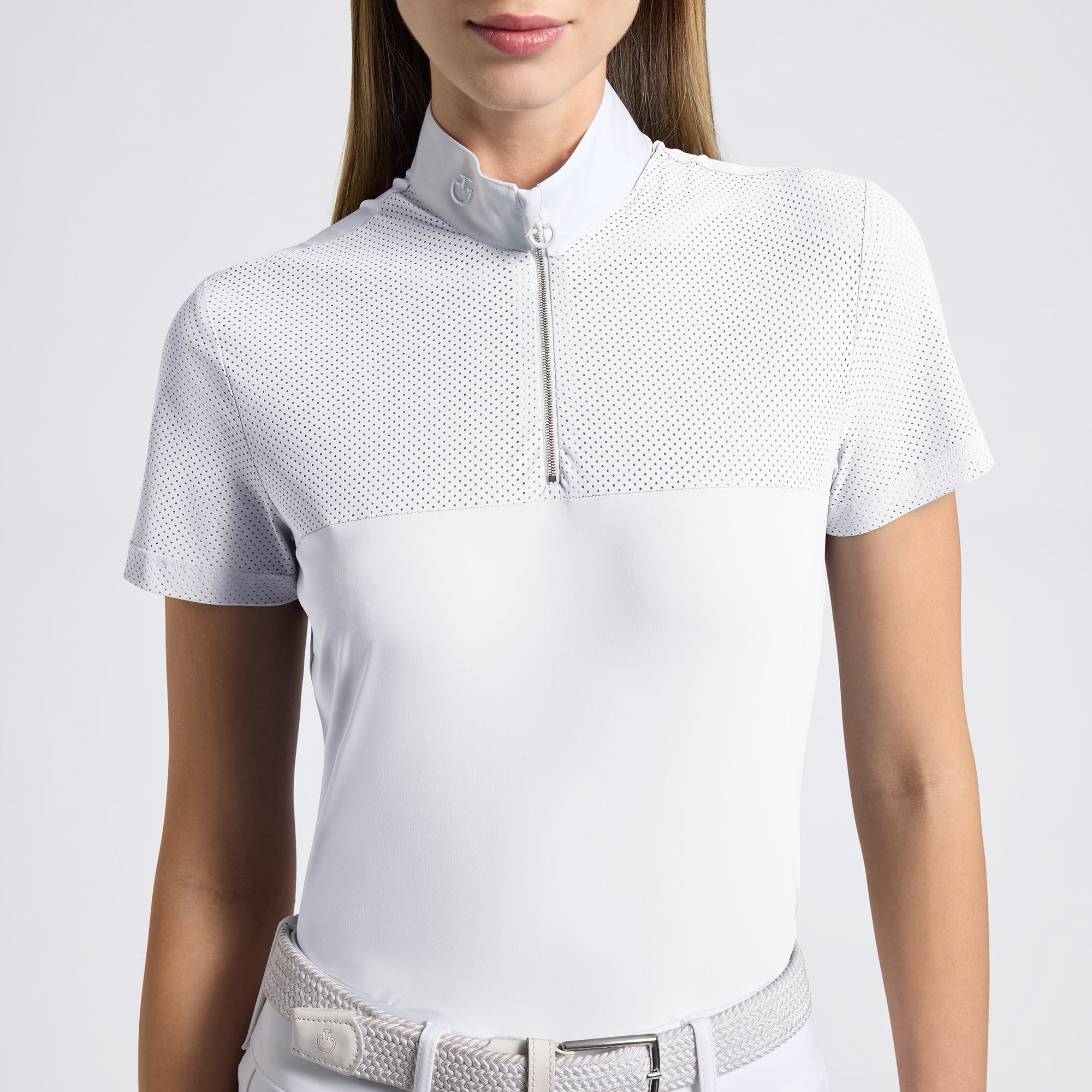 Ladies CT Perforated Jersey Inserts S/S Show Shirt | White