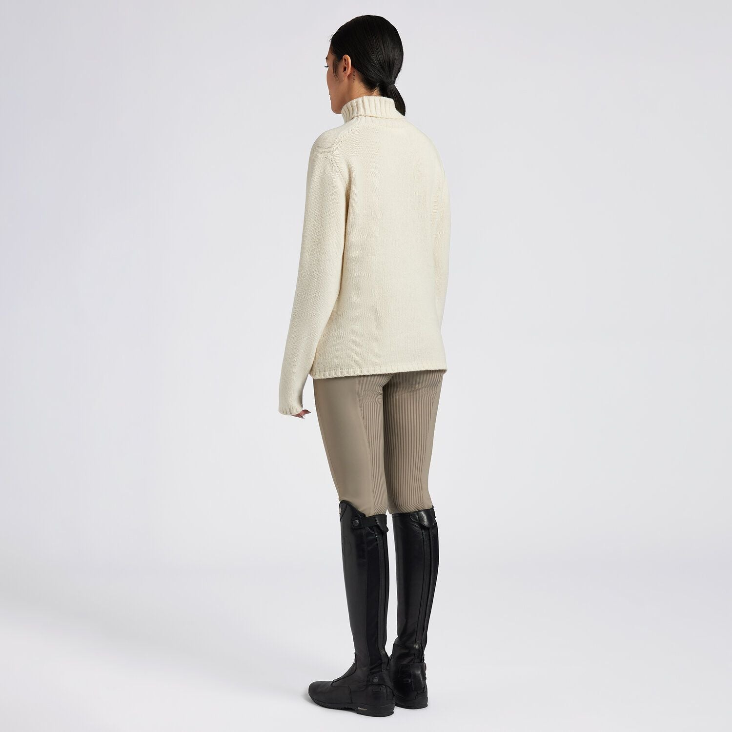 Ladies Lambswool Oversized Turtleneck Sweater - Cream (LAST ONE - LARGE)