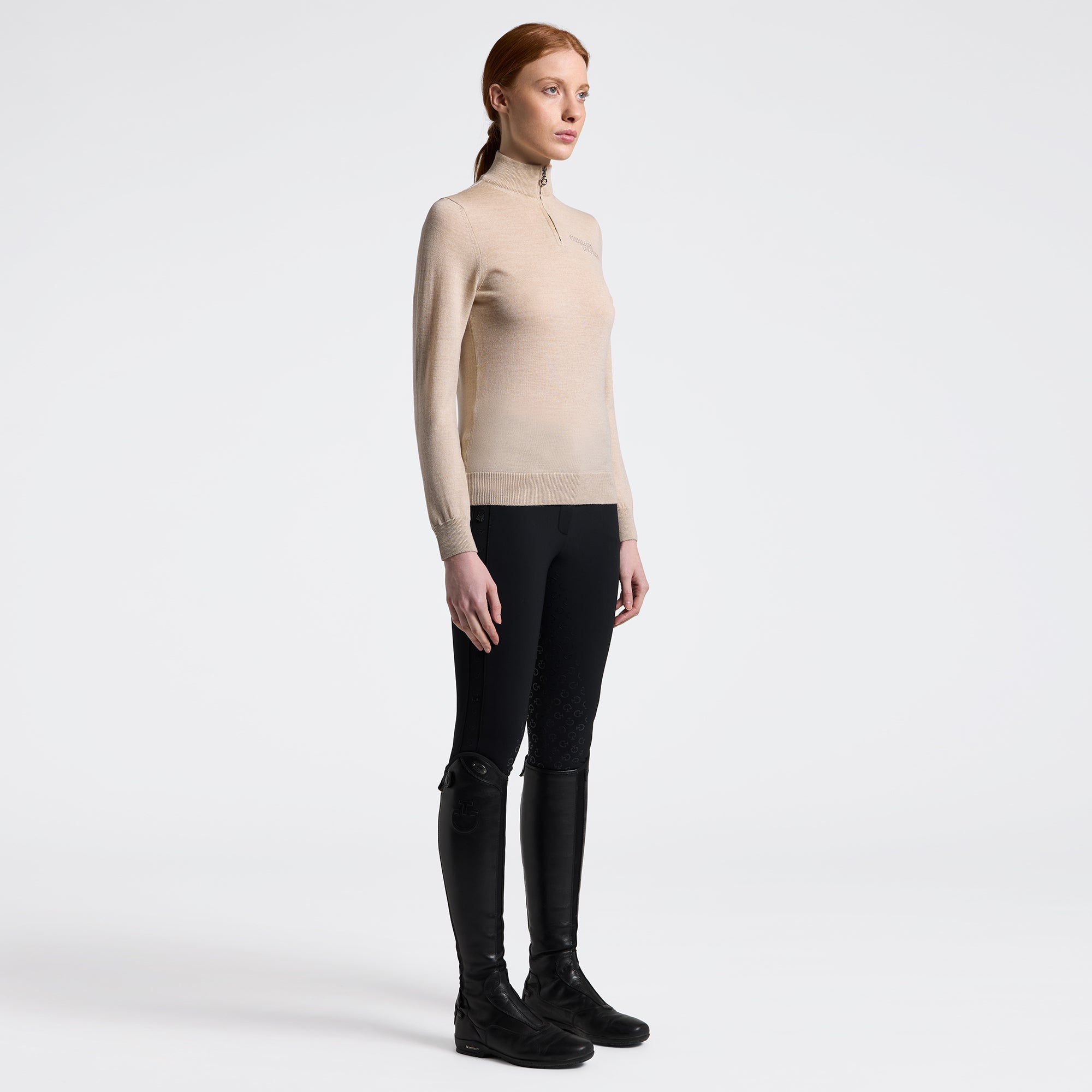 Ladies CT Half Zip Turtleneck Sweater | Beige