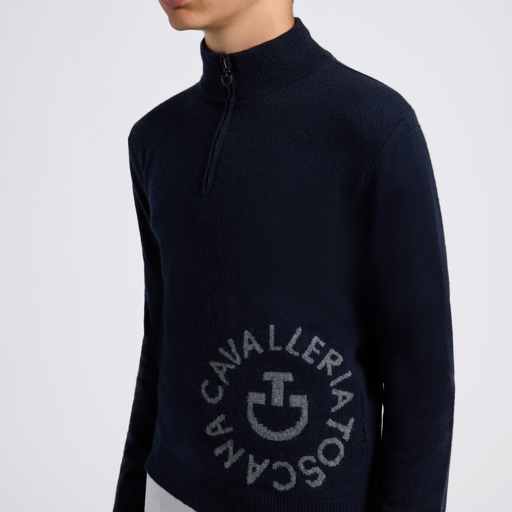 Boys CT Orbit Half Zip Cashmere Blend Sweater | Navy