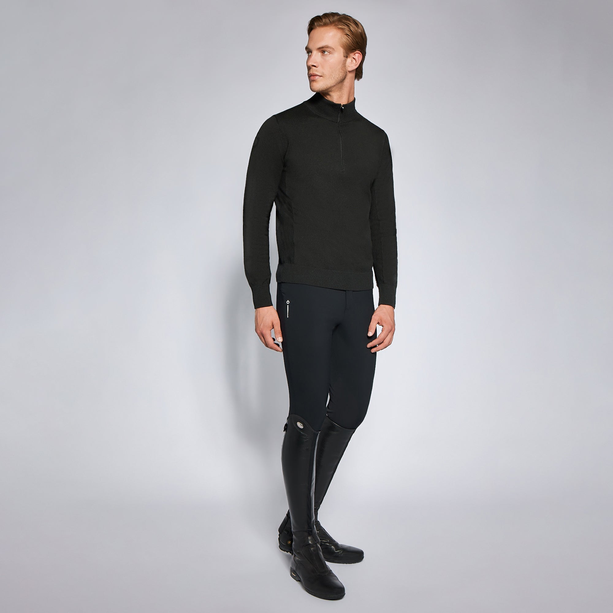 Mens Revo Sport Knit Half Zip Sweater - Black (LAST ONE - LARGE)