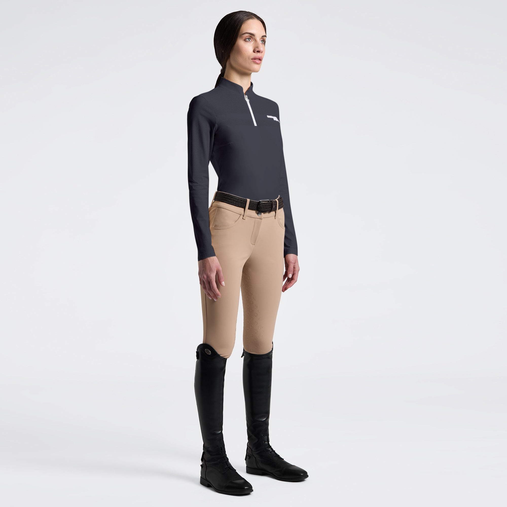 Ladies CT Perforated Insert Training Polo | Long Sleeves | Charcoal