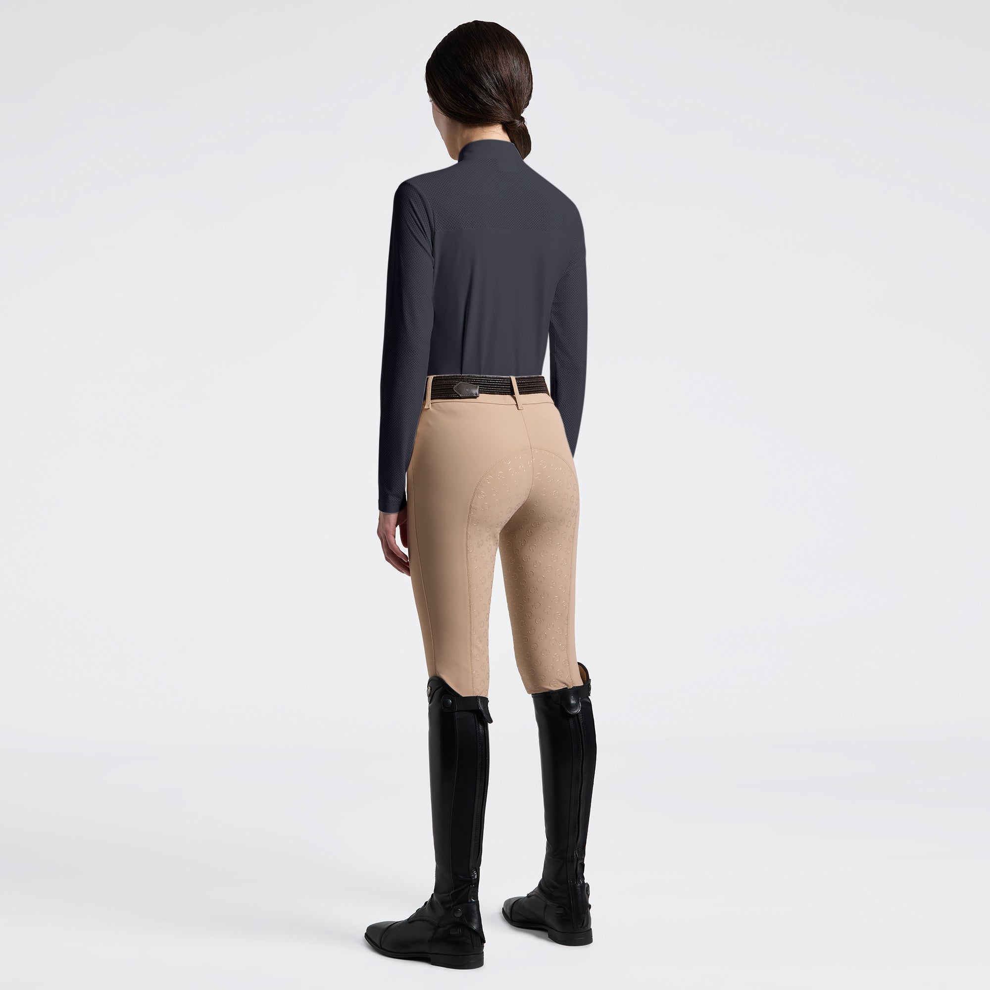 Ladies CT Perforated Insert Training Polo | Long Sleeves | Charcoal