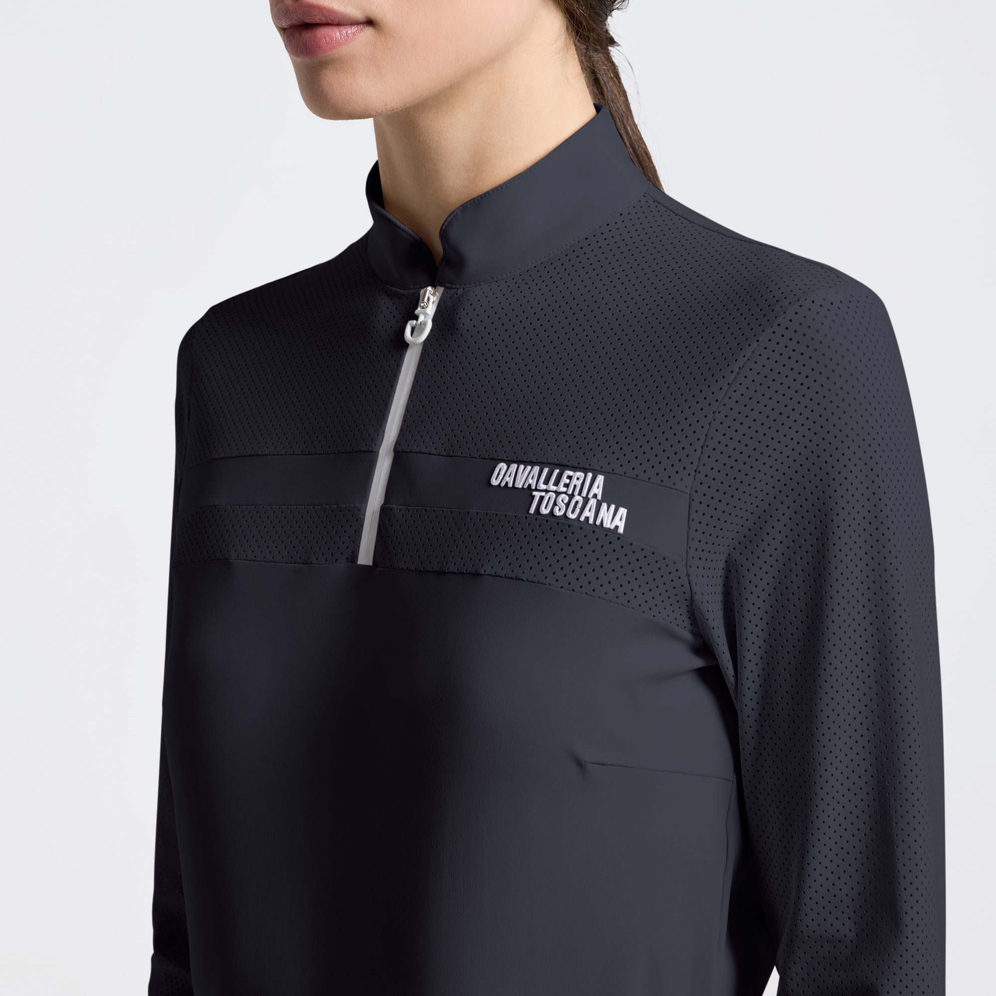 Ladies CT Perforated Insert Training Polo | Long Sleeves | Charcoal