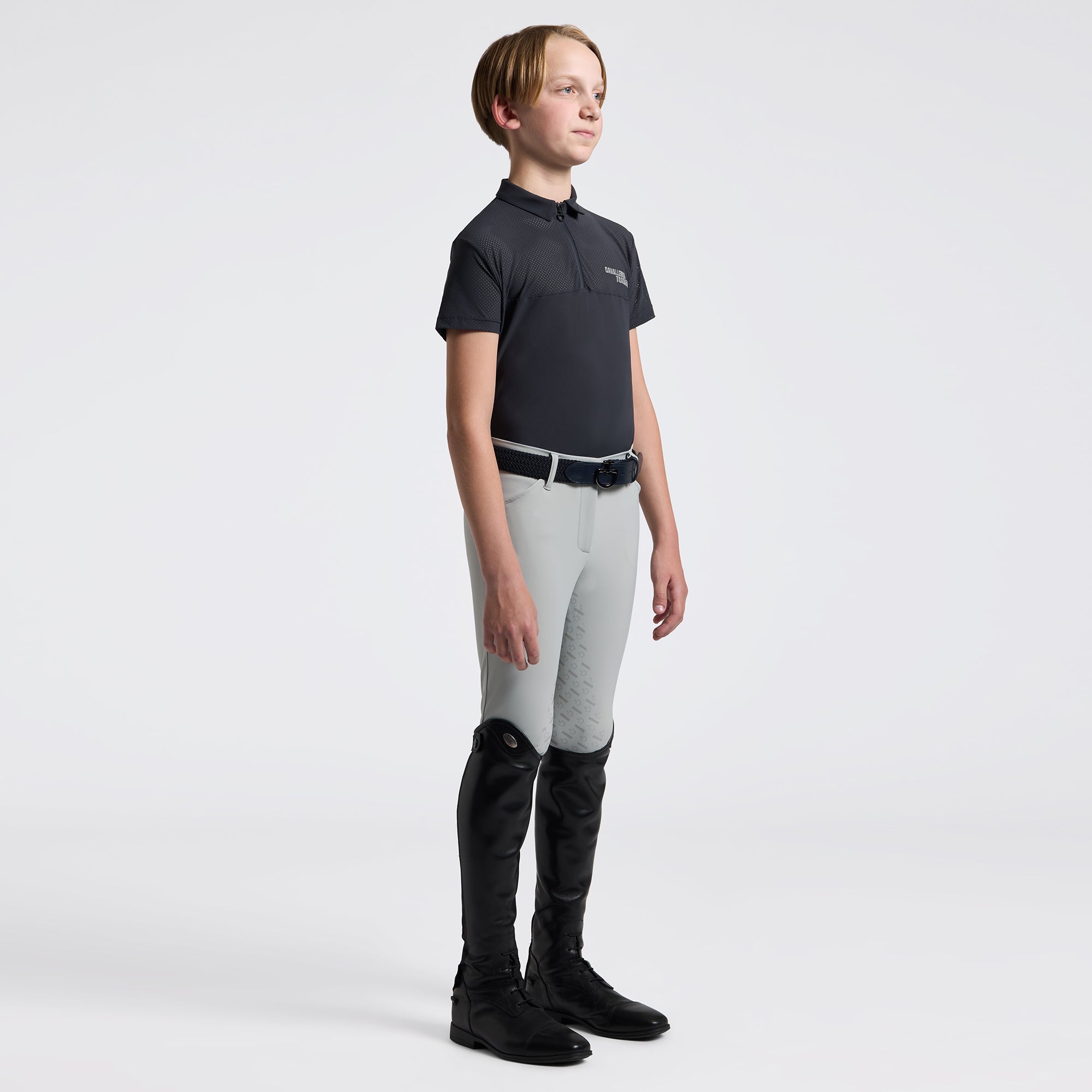 Boys CT Micro Perforated Training Polo | Charcoal