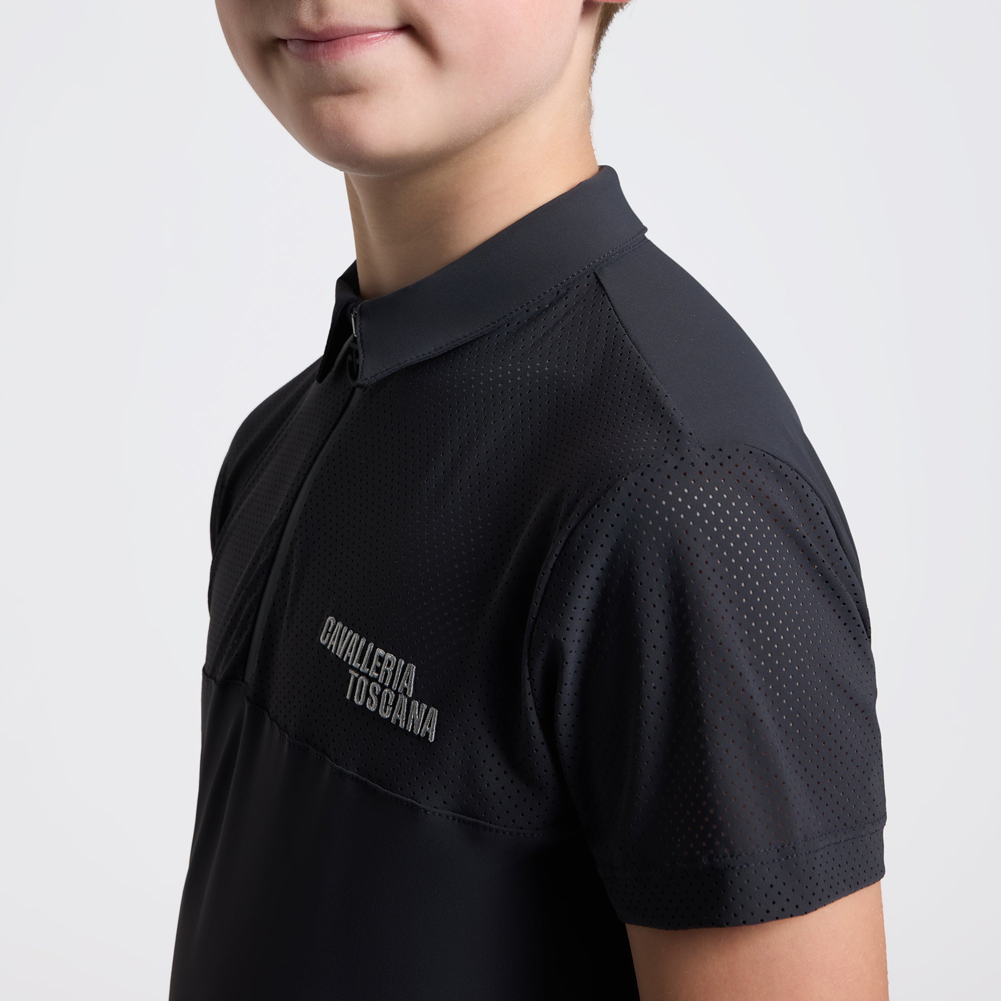 Boys CT Micro Perforated Training Polo | Charcoal