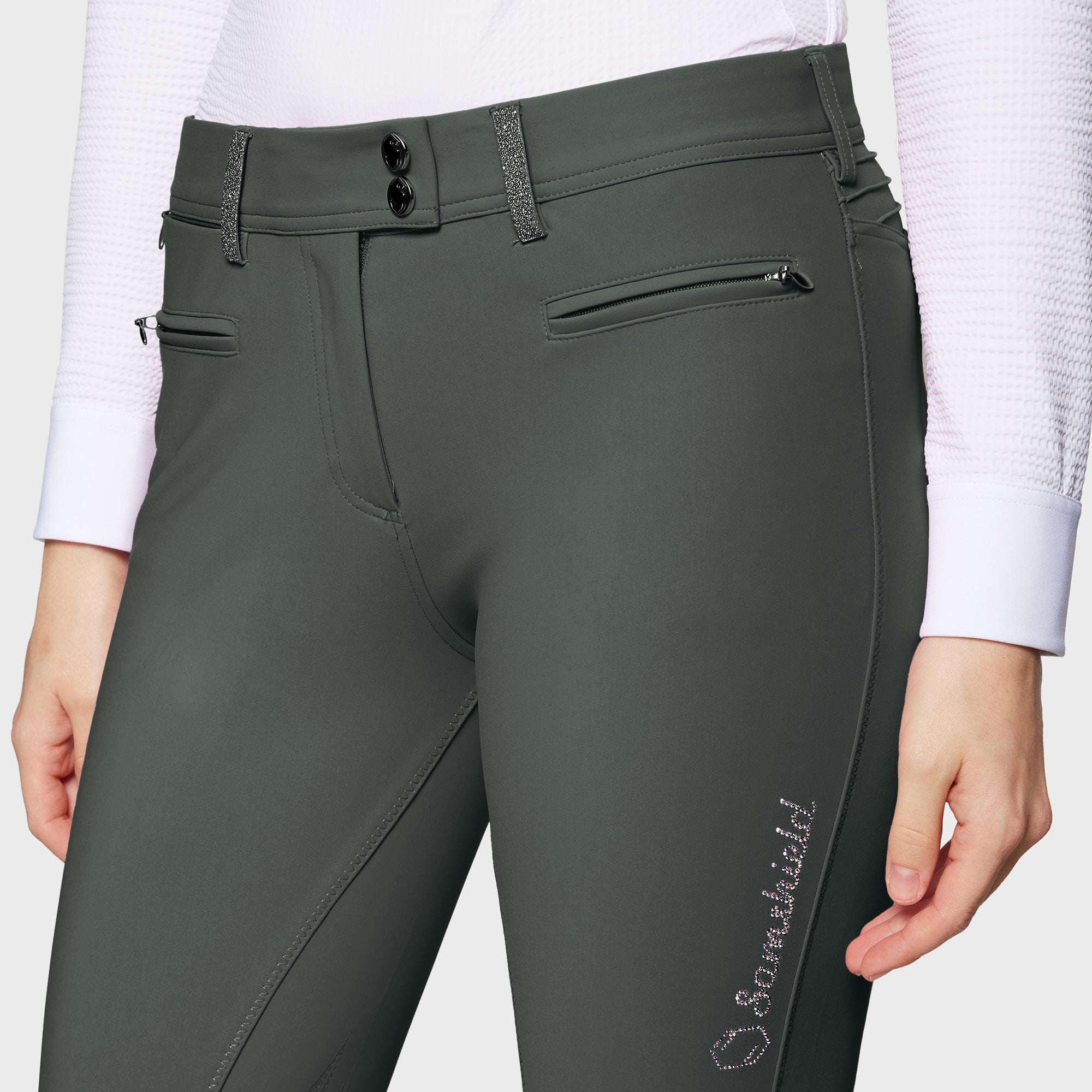 Ladies Adele Breeches | Medium Rise | Knee Grip | Dark Forest