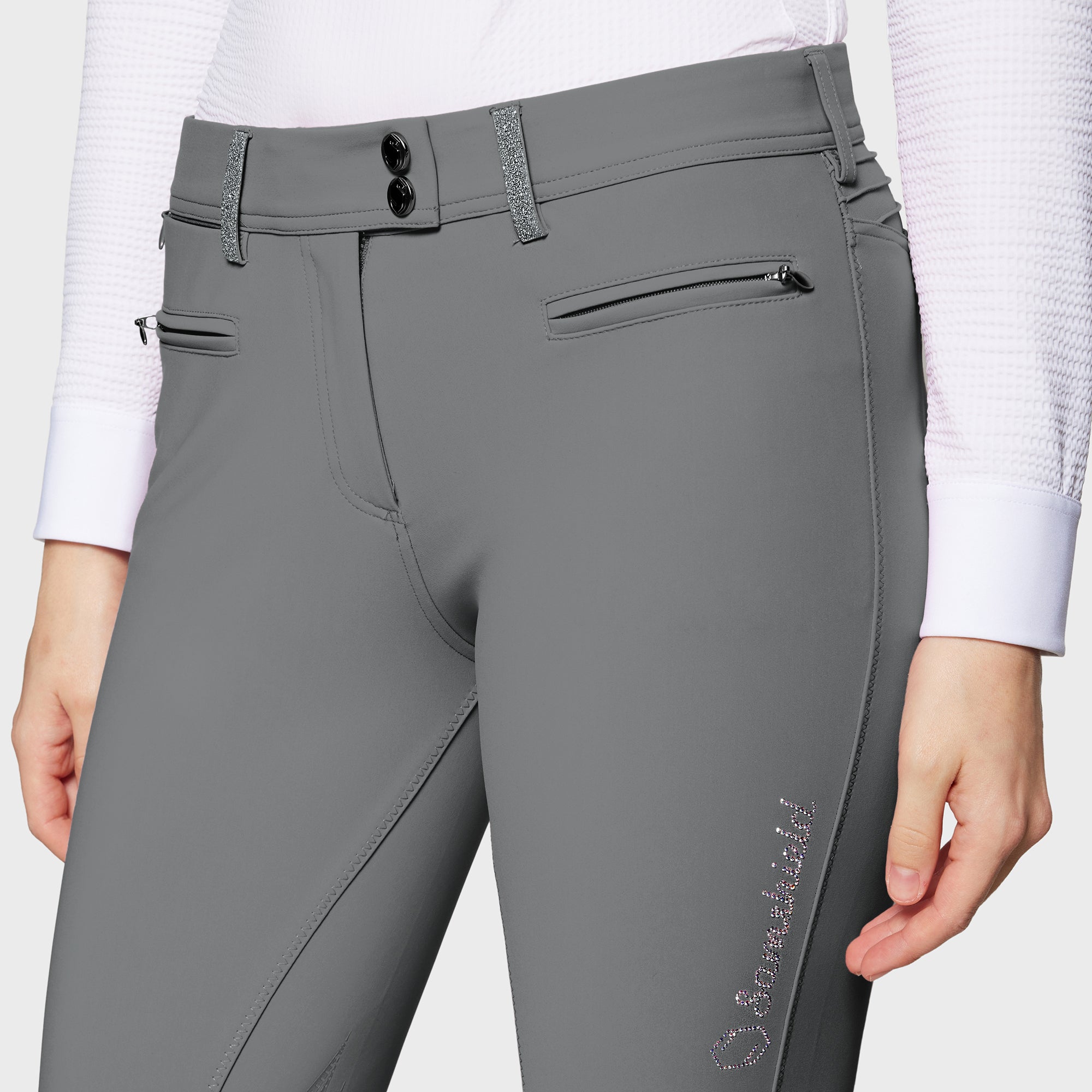 Ladies Adele Breeches | Medium Rise | Knee Grip | Grey