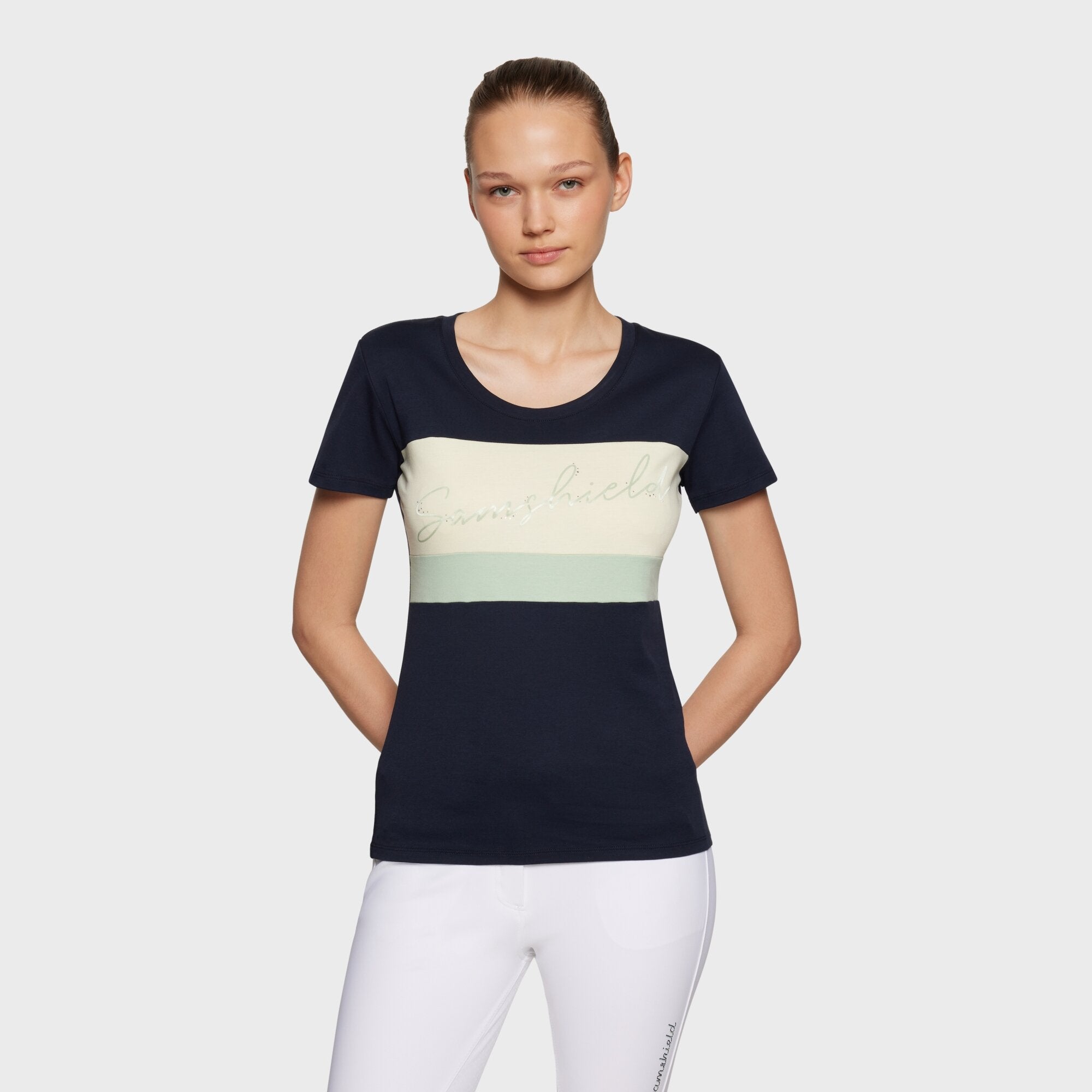Ladies Alba Crystals T-Shirt | Navy