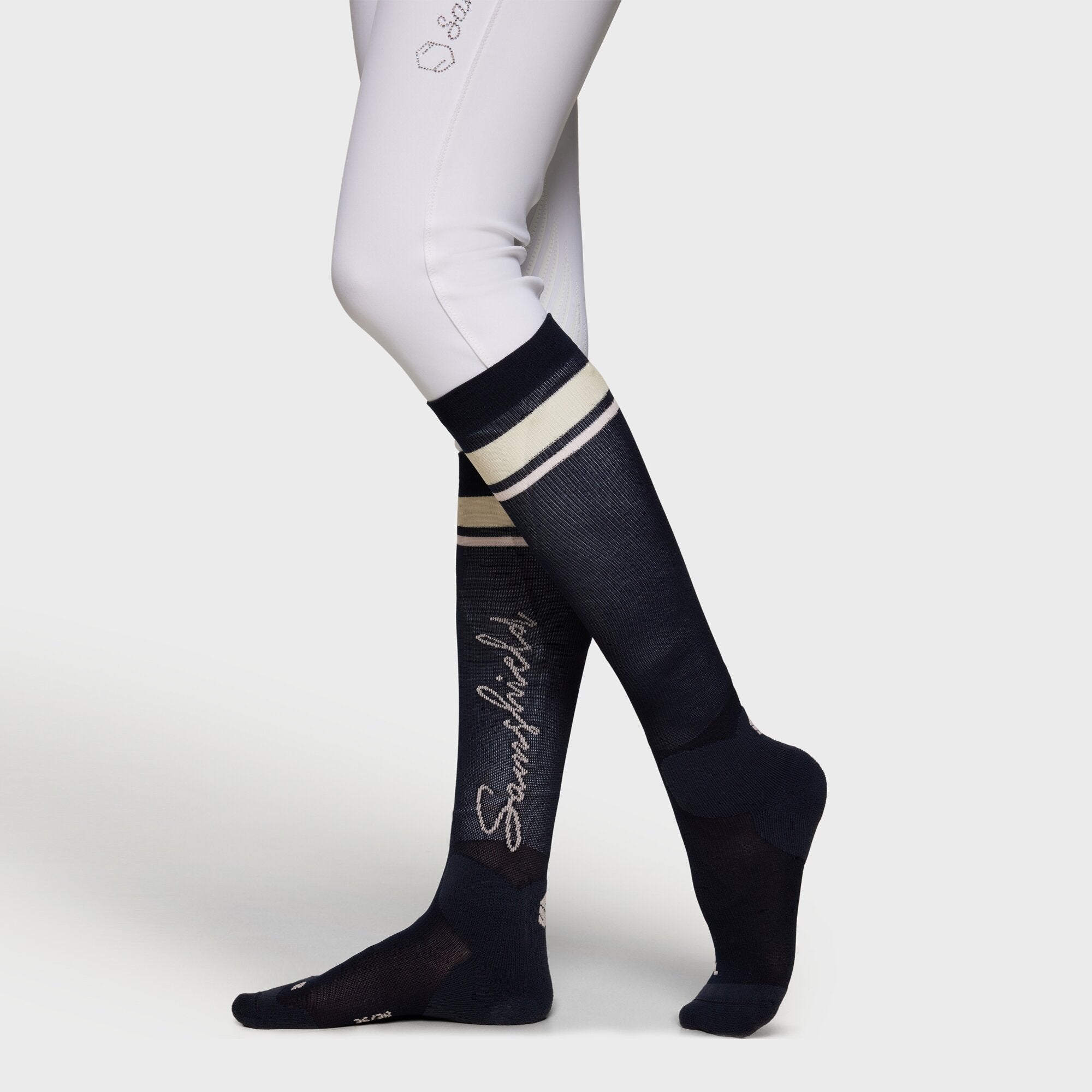 Balzane Stripe Riding Socks | Navy & Rosa