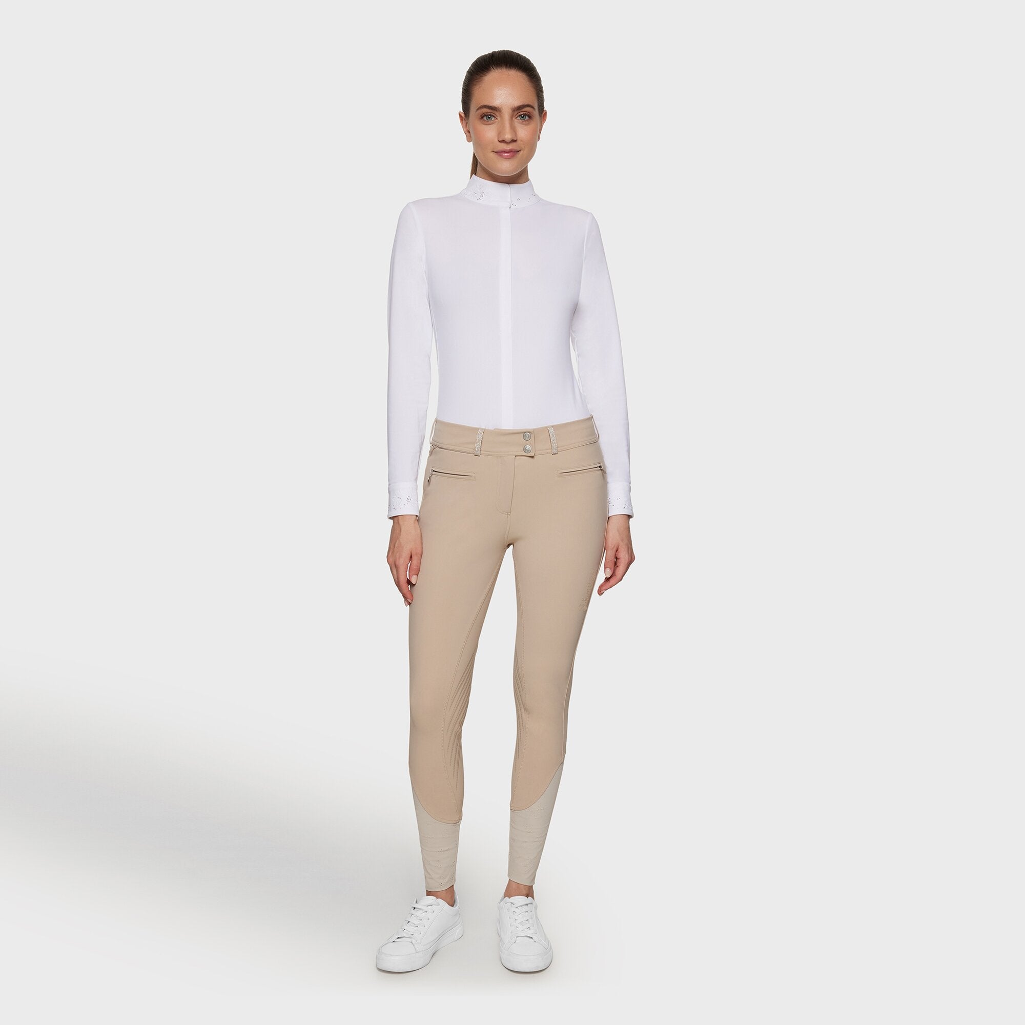 Ladies Chloe Crystal Breeches | Medium Rise | Knee Grip | Sand