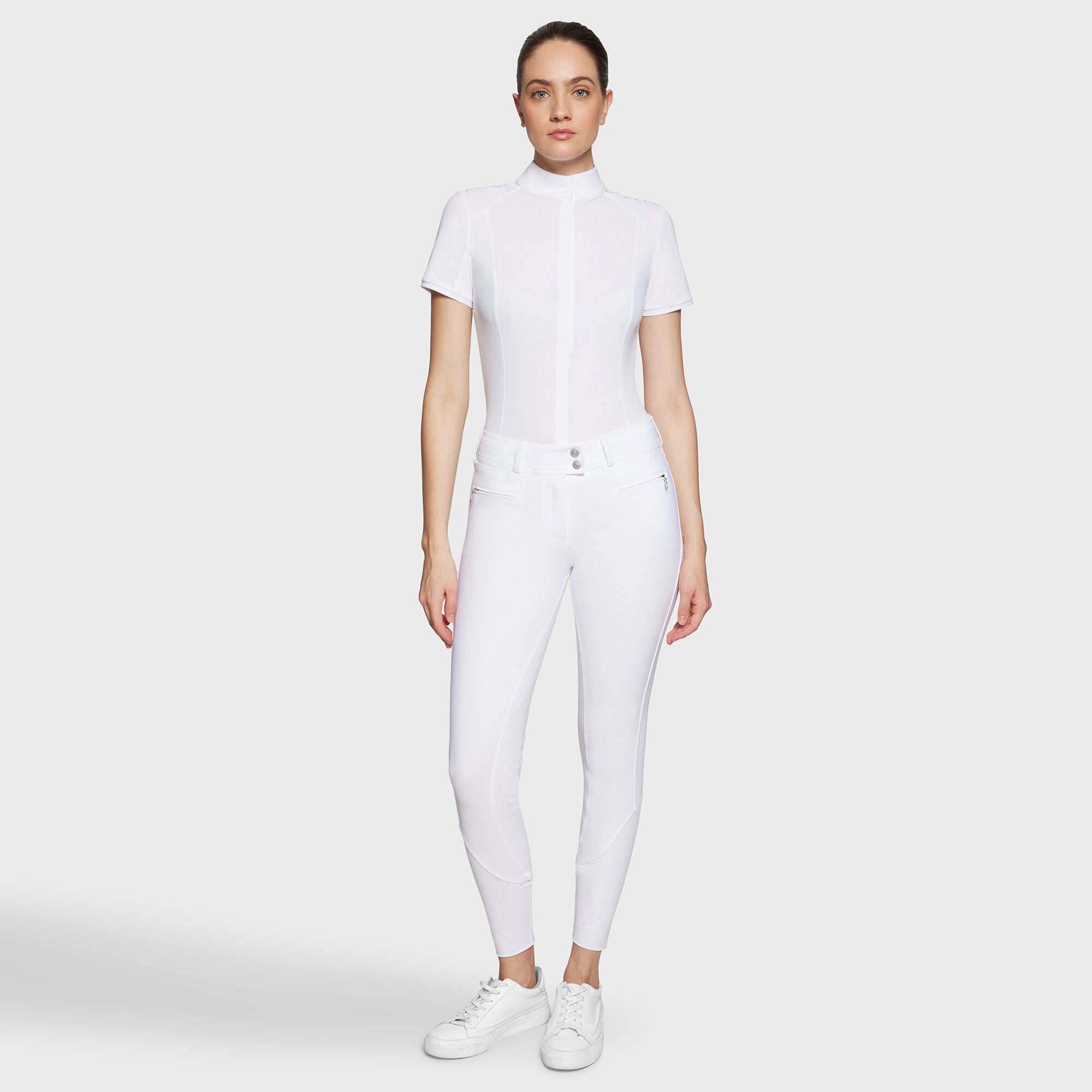 Ladies Chloe Crystal Breeches | Medium Rise | Knee Grip | White