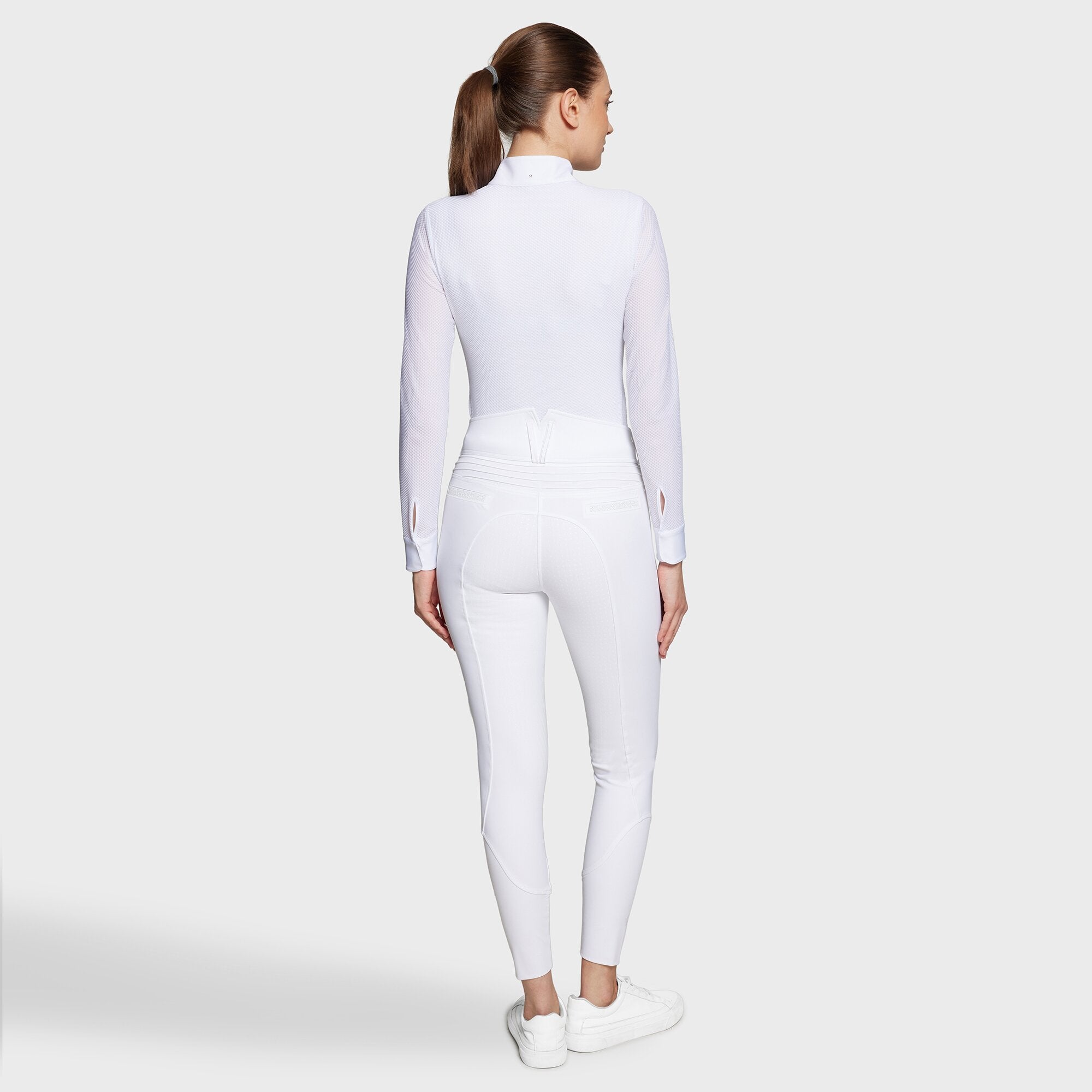 Ladies Clara Nova Crystal Fabric Breeches | High Rise | Full Grip | White