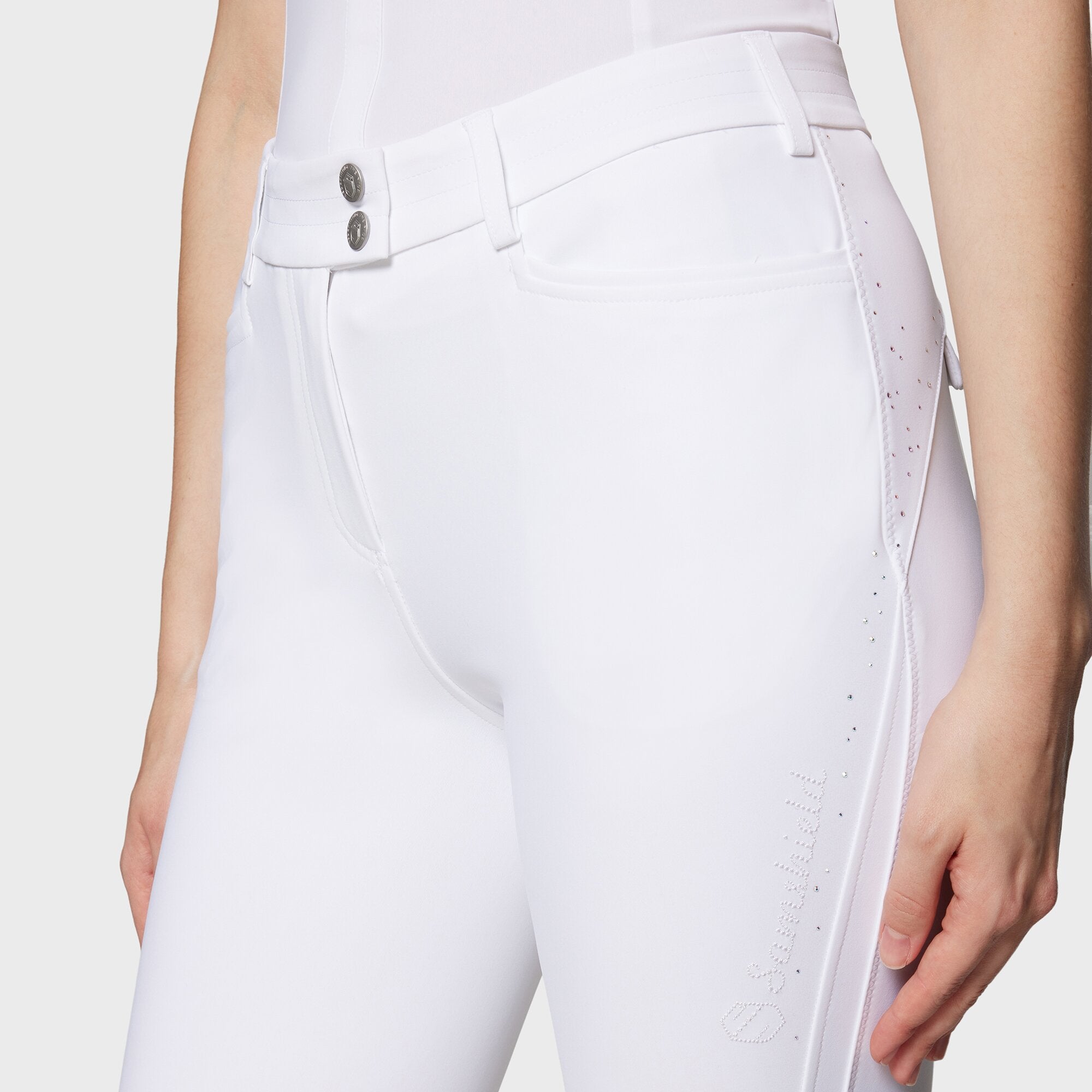 Ladies Dalia Breeches | Medium Rise | Knee Grip | White