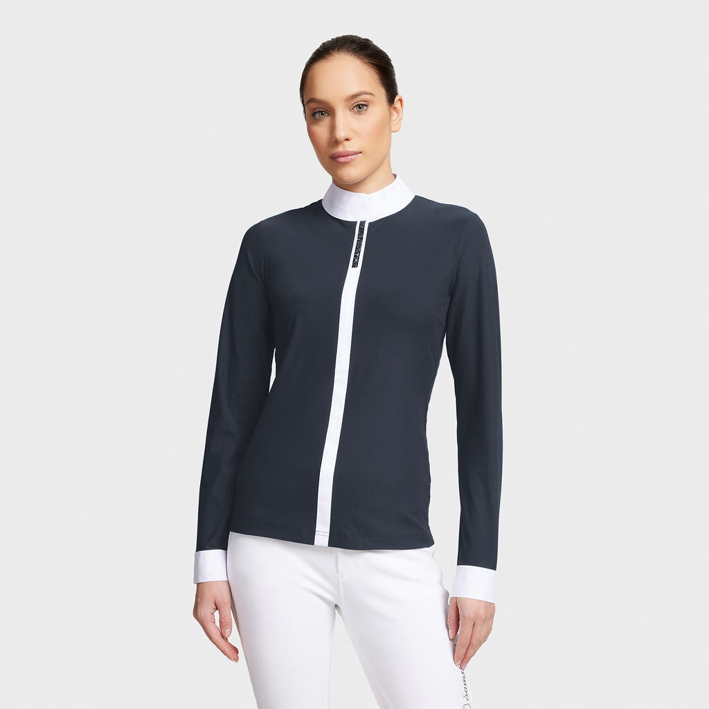 Ladies Julia Premium L/S Show Shirt - Navy (LAST ONE - XX-SMALL)