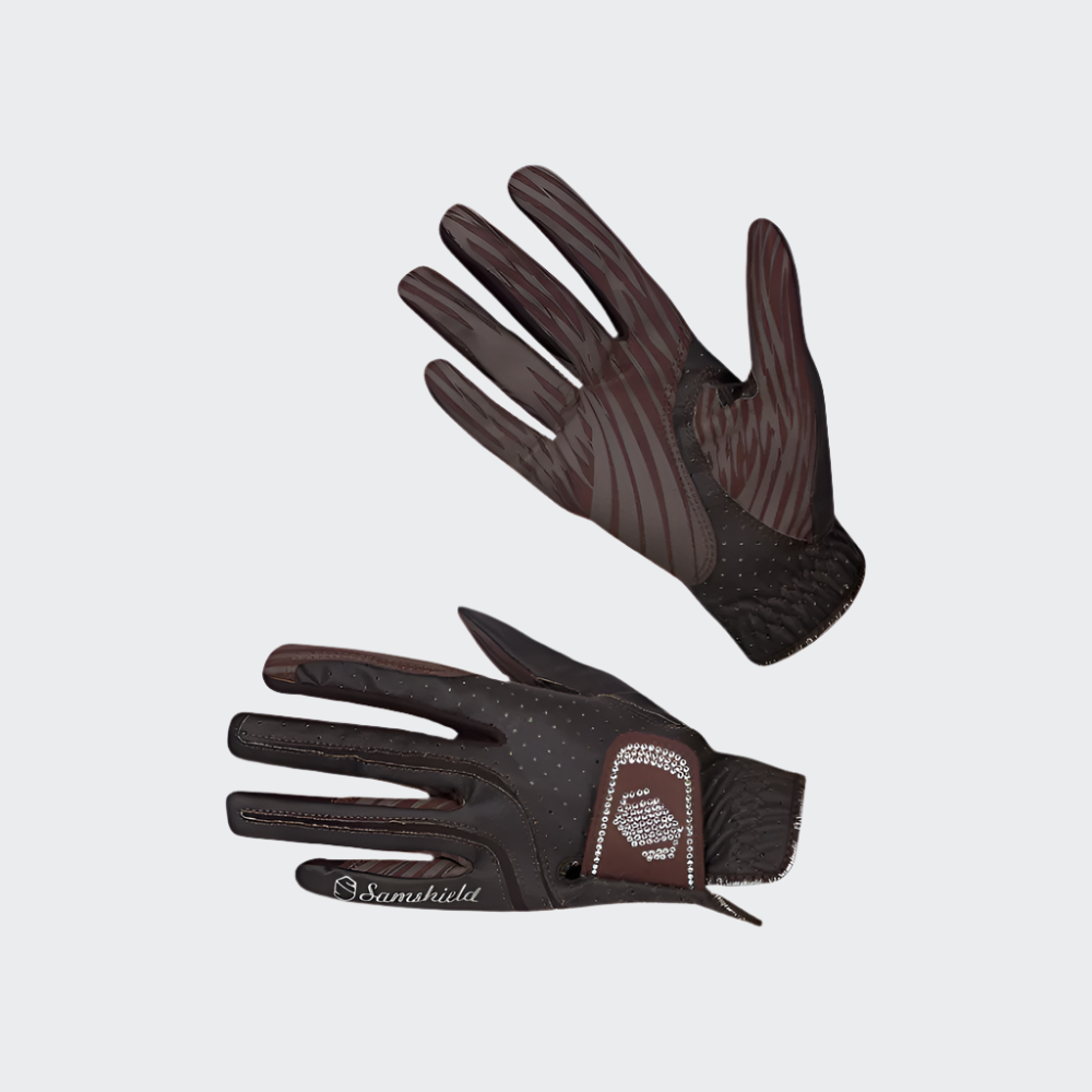 V-Skin Swarovski Gloves | Brown