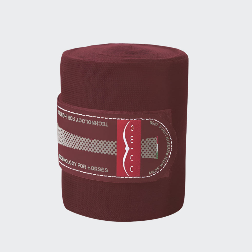product shot image of the animo web stable bandages set of 2 burgundy