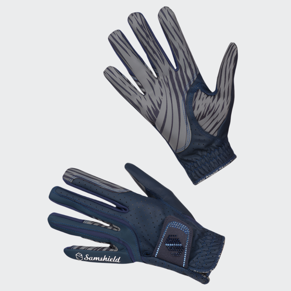 V-Skin Swarovski Gloves | Navy