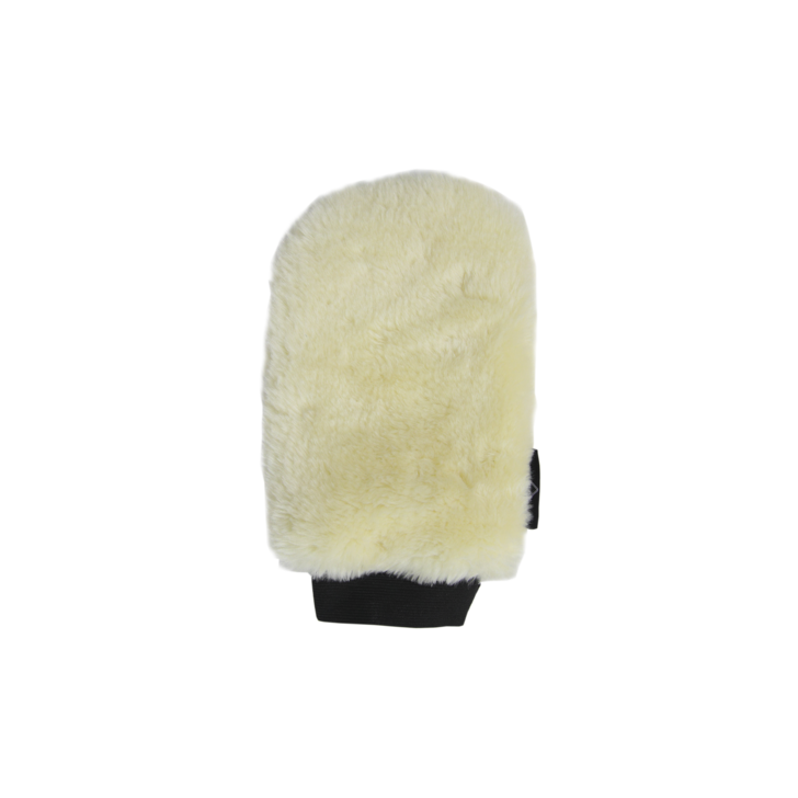 product shot image of the kentucky horsewear grooming deluxe sheepskin grooming glove natural