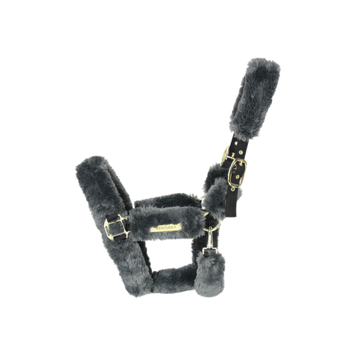 product shot image of the kentucky horsewear sheepskin headcollar grey