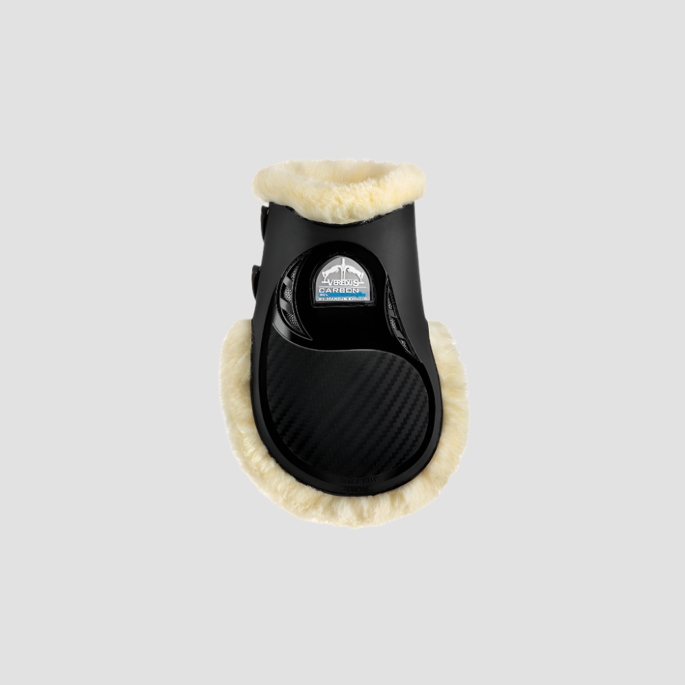 product shot image of the veredus veredus carbon gel vento save the sheep fetlock boots black