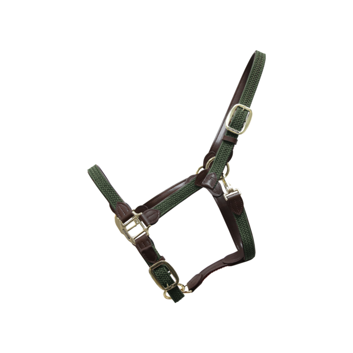 product shot image of the kentucky horsewear plaited nylon headcollar dark green