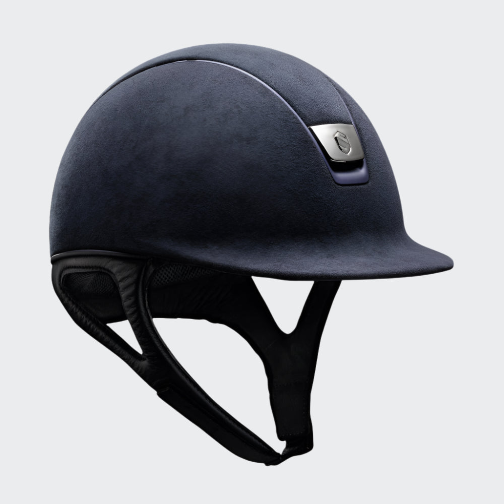 product shot image of the samshield premium navy alcantara