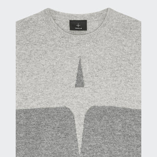 Ladies Cashmere & Wool Star Logo Crew Sweater | Grey