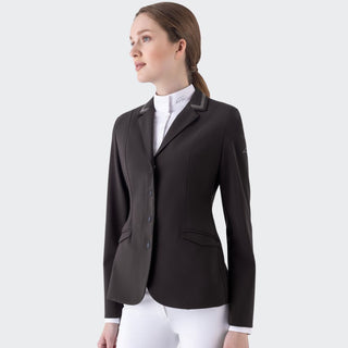 Ladies Eqgace Crystal Collar Show Jacket | Coffee Bean