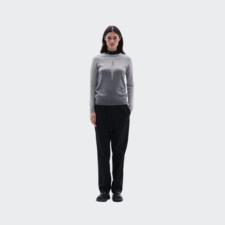 Ladies Cashmere & Wool Star Logo Crew Sweater | Grey
