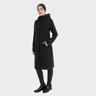 Ladies Long Softshell Raincoat With Rear Opening | Black