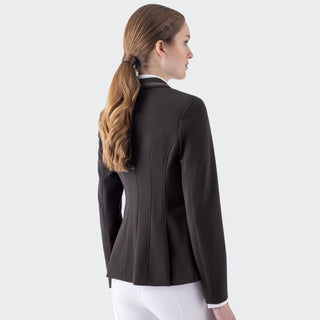 Ladies Eqgace Crystal Collar Show Jacket | Coffee Bean