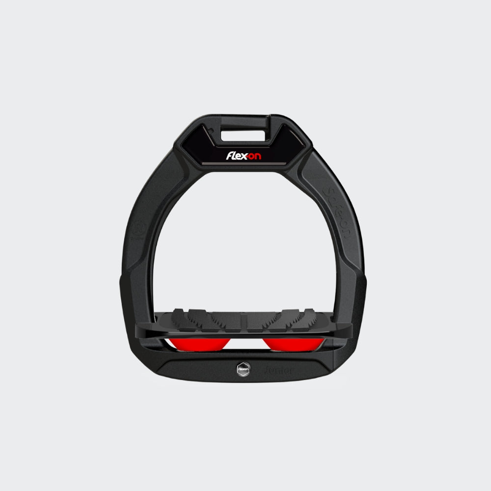 Safe-On Kids Stirrups | Total Black | Red