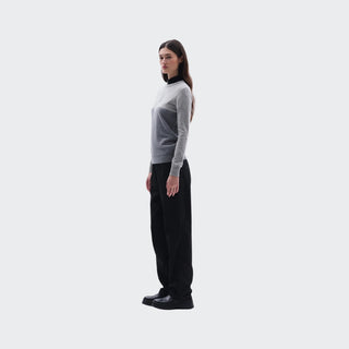 Ladies Cashmere & Wool Star Logo Crew Sweater | Grey