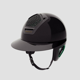 Voronoï Carbon Helmet With Temple Protection | Black | Emerald Green