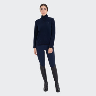 Ladies High Neck Half Zip Fleece Sweater | Navy