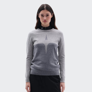 Ladies Cashmere & Wool Star Logo Crew Sweater | Grey