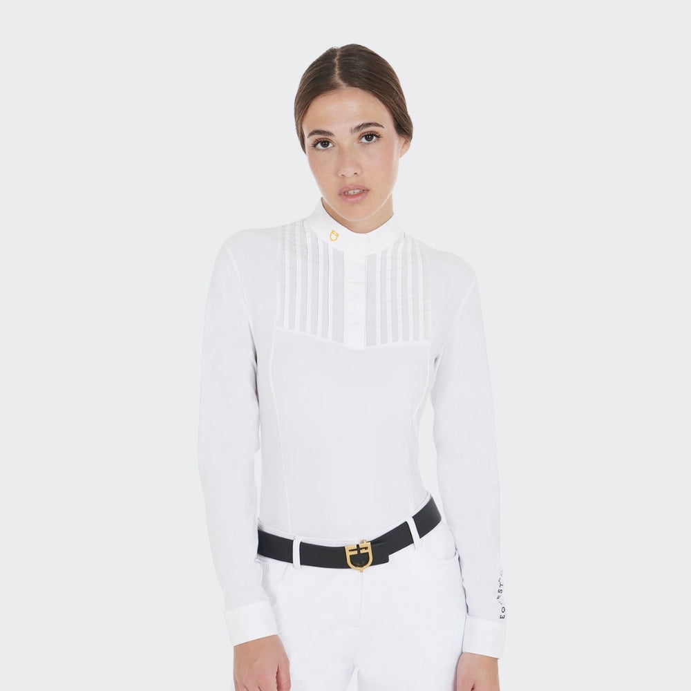 Ladies Competition Long Sleeve Button Shirt | White