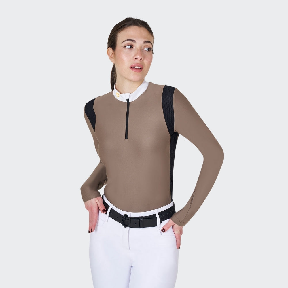 Ladies Slim Fit Technical Fabric Show Shirt | Walnut