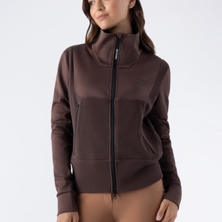 Ladies Tech Sweatshirt Full Zip | Eqembres | Cocoa Powder
