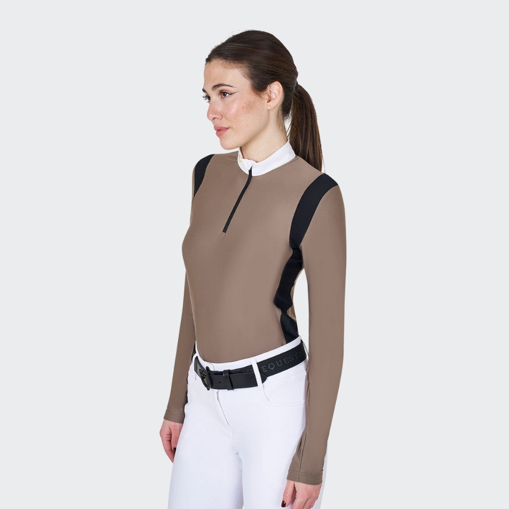 Ladies Slim Fit Technical Fabric Show Shirt | Walnut