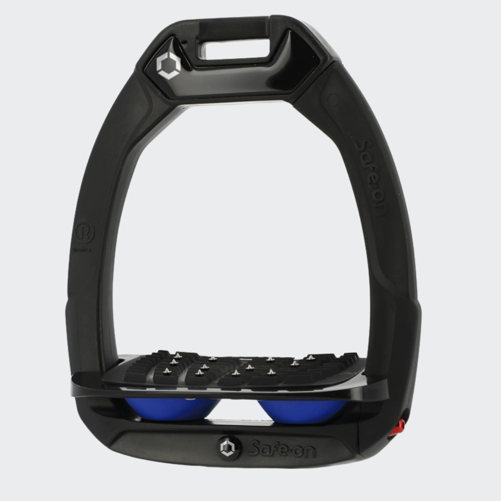 Safe-On Stirrups | Total Black | Light Blue