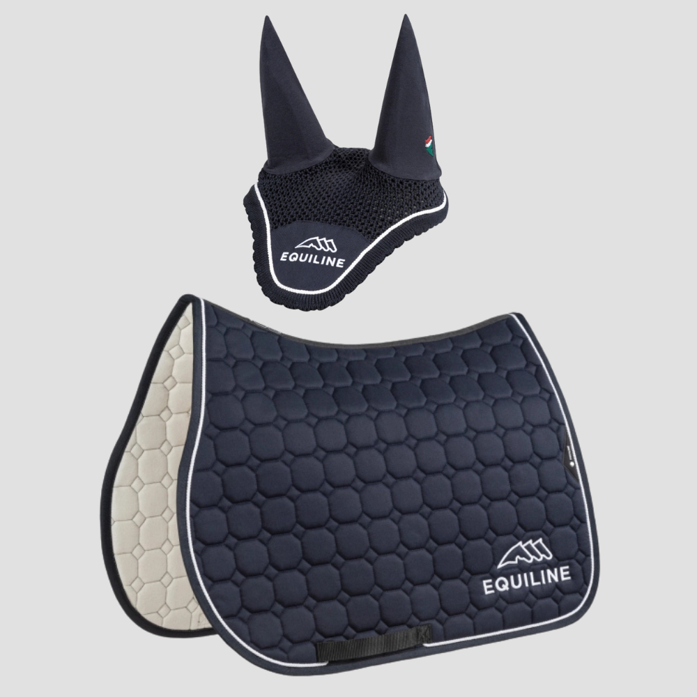 Combiset Outline Jumping Saddle Pad & Fly Hood - Navy – Tailored Equestrian